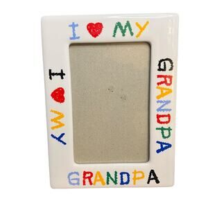 Vintage I Love My Grandpa Ceramic Picture Frame 4x6” Photo Child Gift Memories